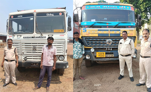 खनिजों के अवैध परिवहन पर कार्रवाई, वाहन पुलिस के सुपुर्द