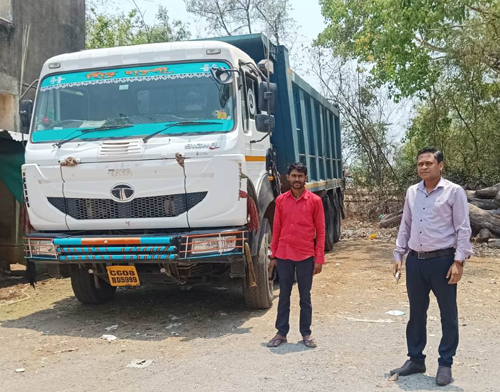 पाटेकोहरा चेकपोस्ट पर रेत से लदा हाईवा जप्त, चालक नहीं दिखा सका दस्तावेज